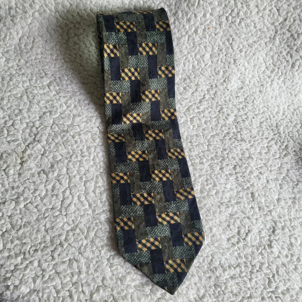 ERMENEGILDO ZEGNA Mens 100% Italian Silk Pattern Necktie Made in Italy, 56" 3.5"